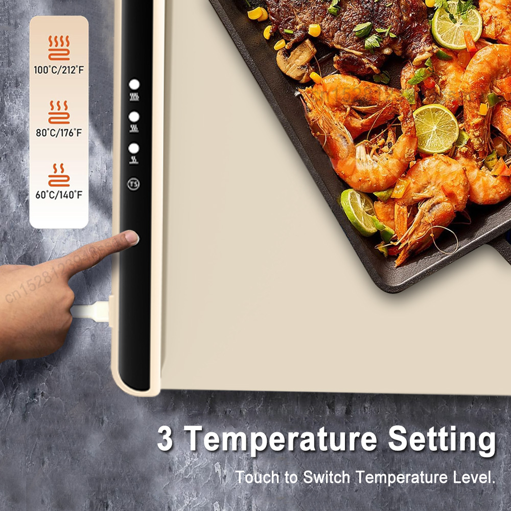 Electric Warming Tray, Foldable Food Warmer, Fast Heating Portable Dining Table Warmer, Full Surface Heating Food Warmer