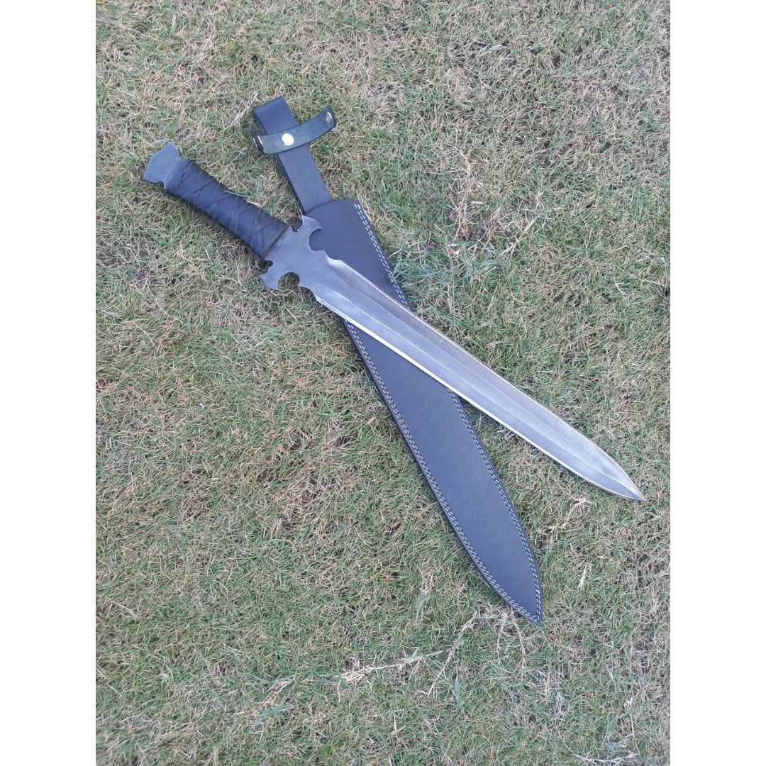 Custom Handmade Sword Carbon Steel Full Tang Leather Handle Sword Survival Sword