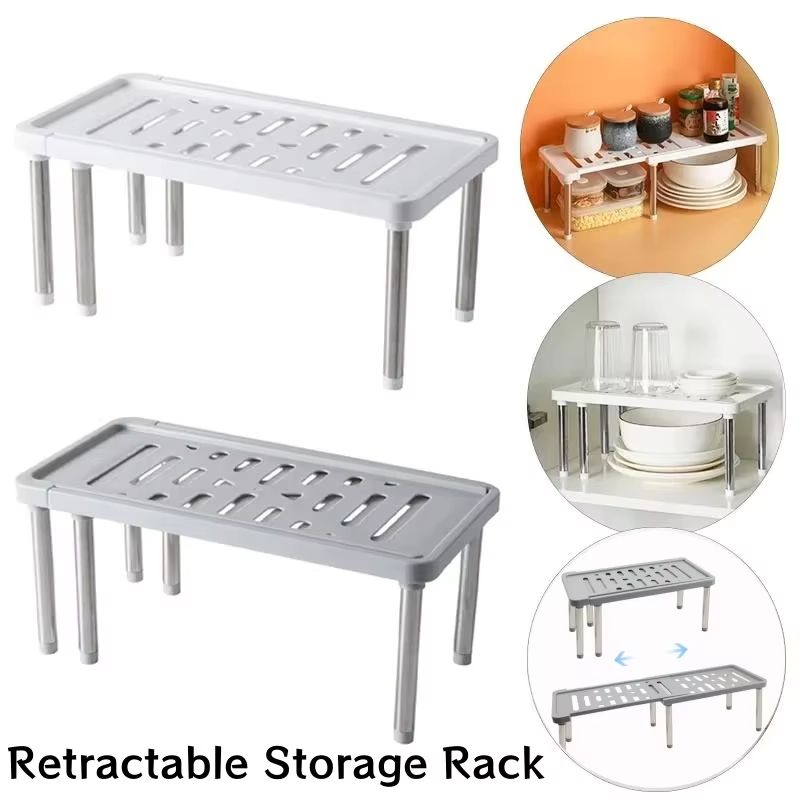 Expandable Kitchen Storage Rack Organizer Shelf for Cabinets and Countertops