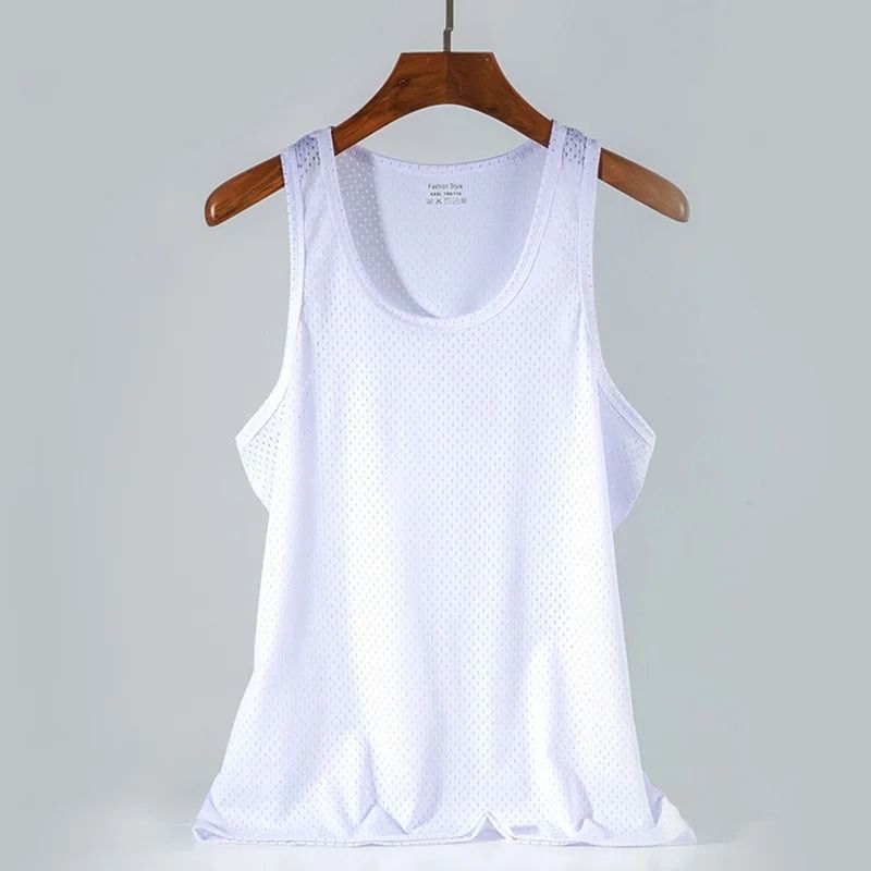 Men Mesh Tank Top Fitness Sleeveless Shirt Breathable Gym Vest