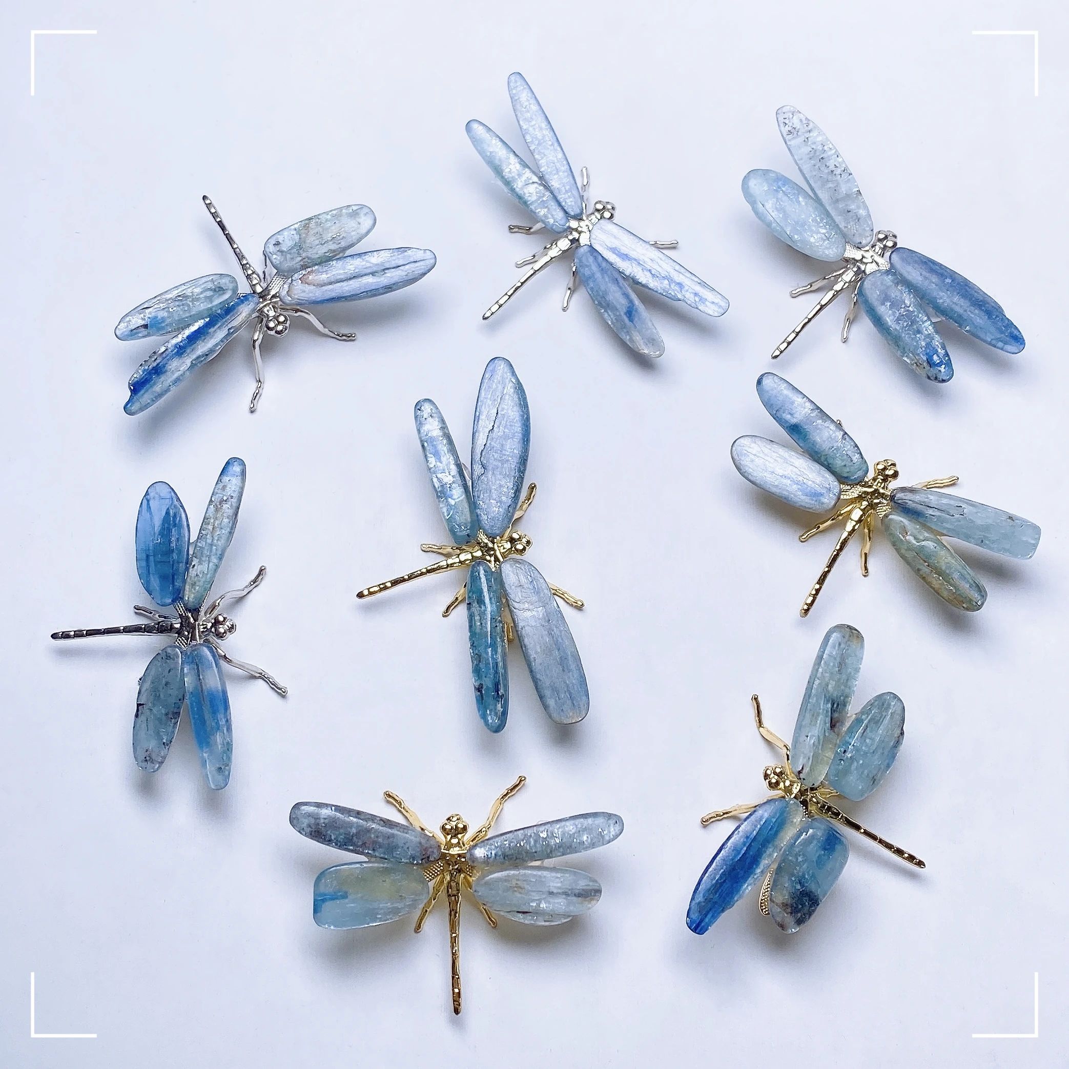Kyanite Crystal Dragonfly Figurine Handmade Gemstone Butterfly Decor