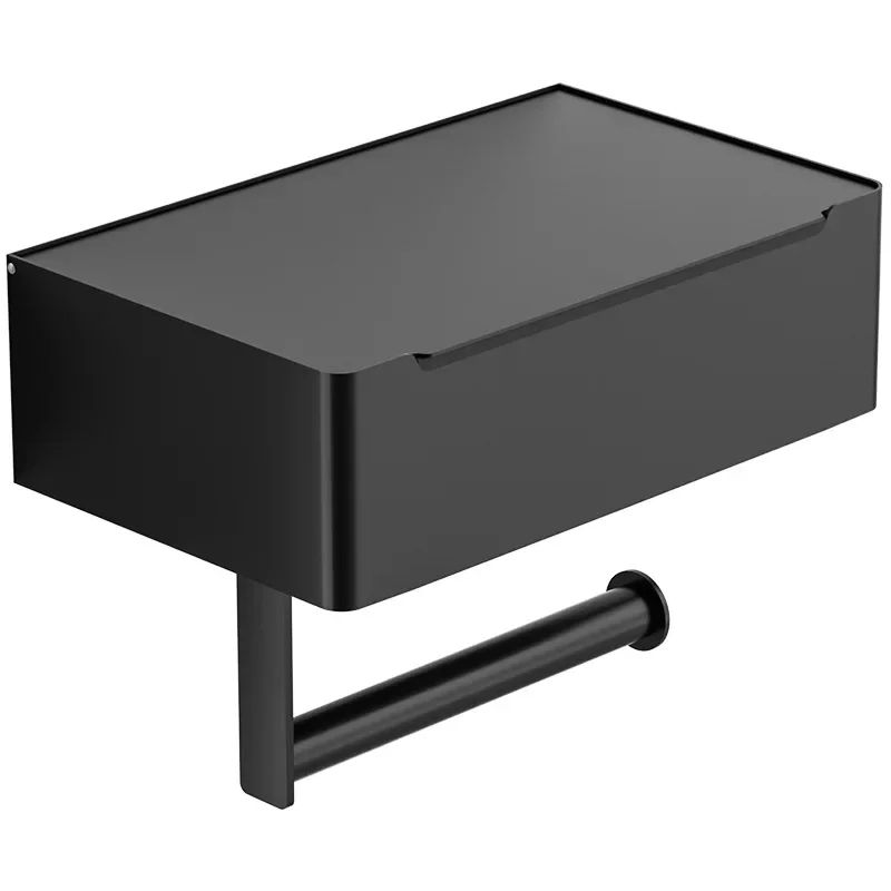 Modern Stainless Steel Toilet Paper Holder with Shelf & Wipes Dispenser