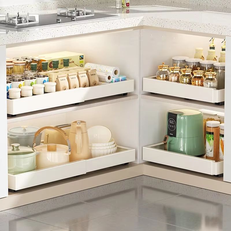 Retractable Kitchen Drawer Storage Rack With Slide Rails