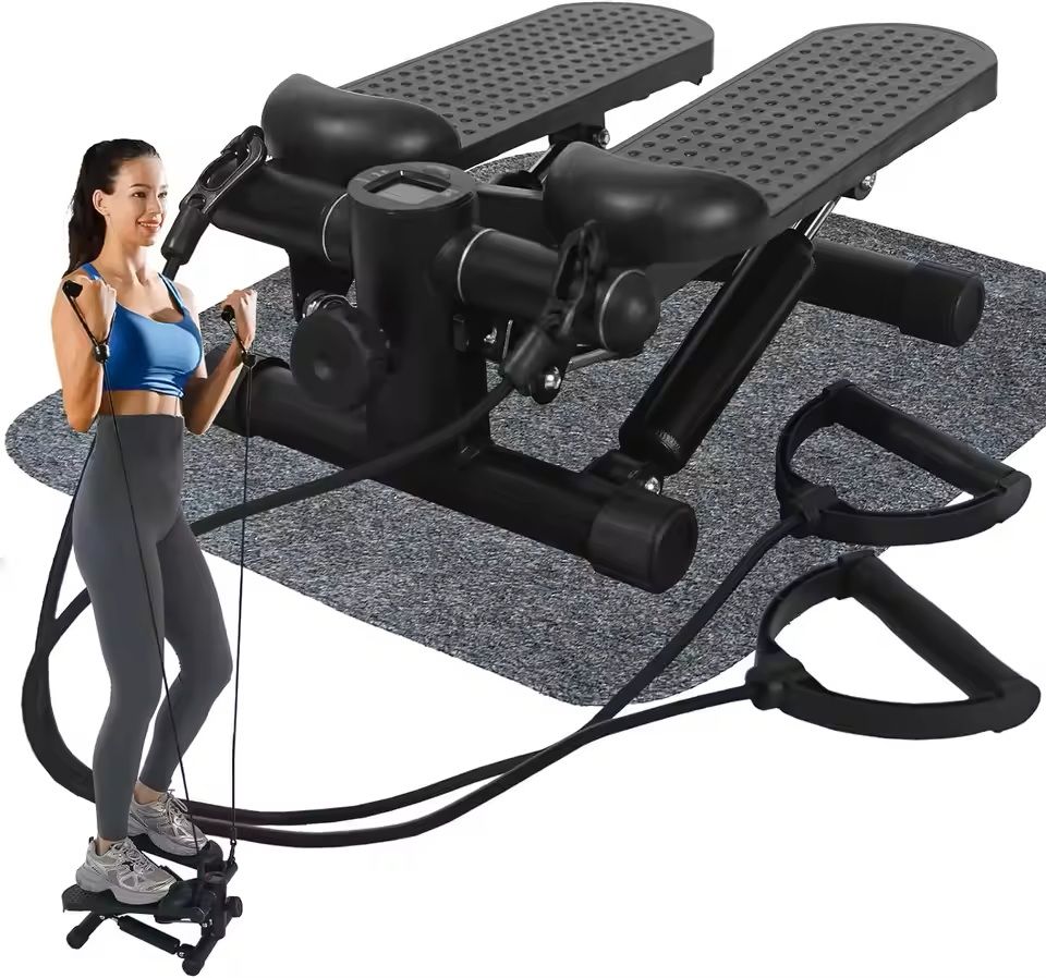 Mini Stepper Pedal Exerciser with LCD Monitor and Resistance Bands