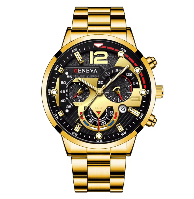 Mens Stainless Steel Quartz Watch Classic Analog Calendar