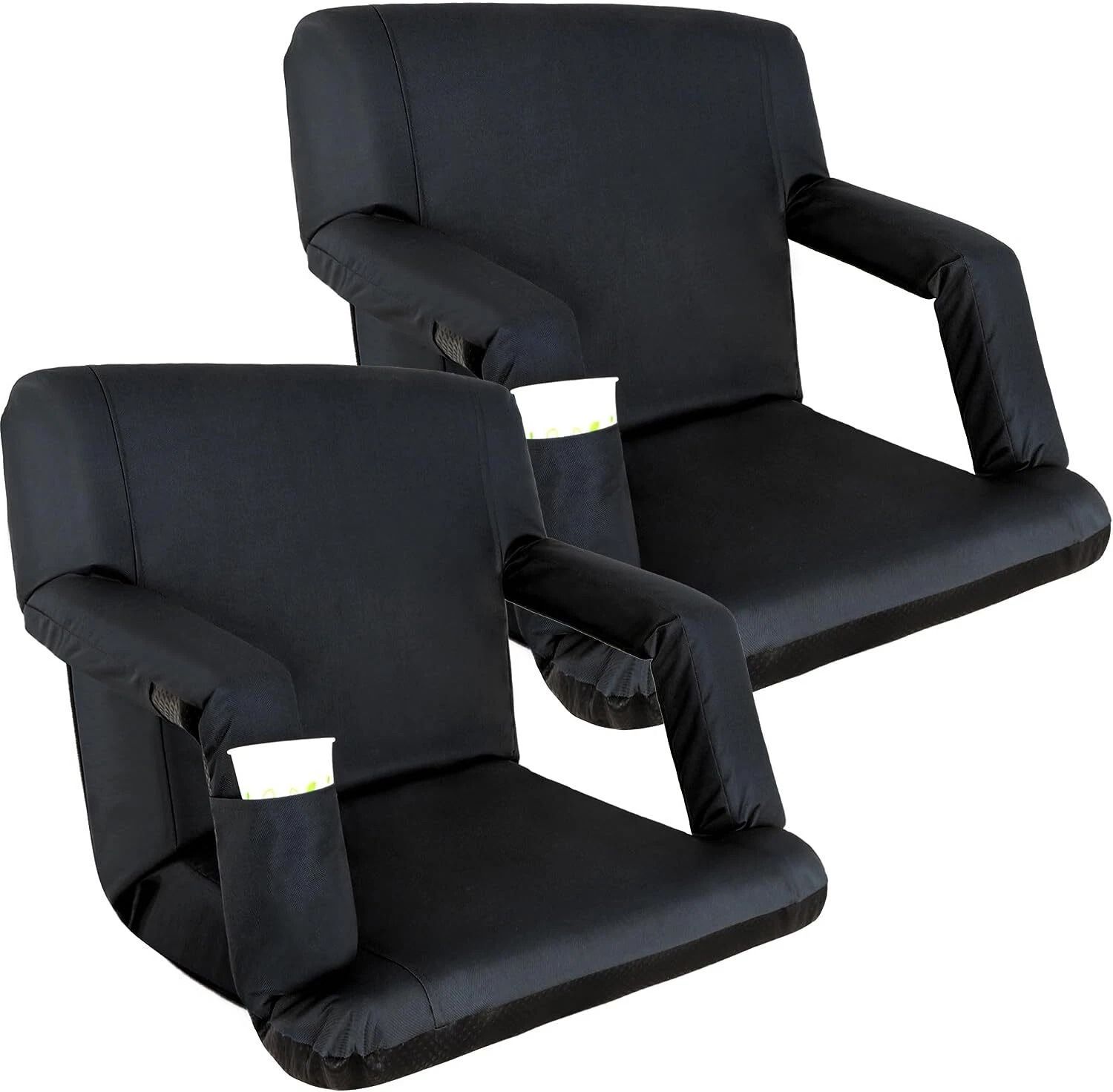 Wide Portable Stadium Seat with Back Support Reclining Bleacher Seat Cushion