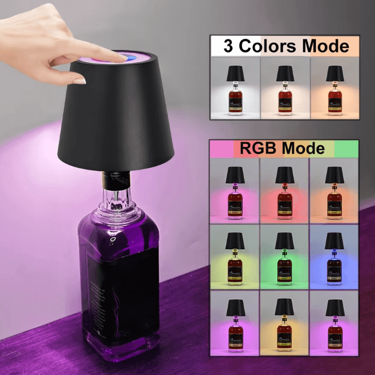 Wireless LED Bottle Lamp Touch Control Cordless Table Light for Home & Events
