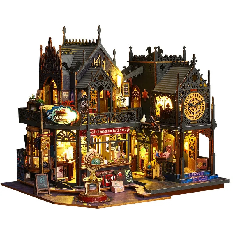 DIY Big Doll House Wooden Case, Miniature Dollhouse Furniture Kit, Birthday Toys for Kids