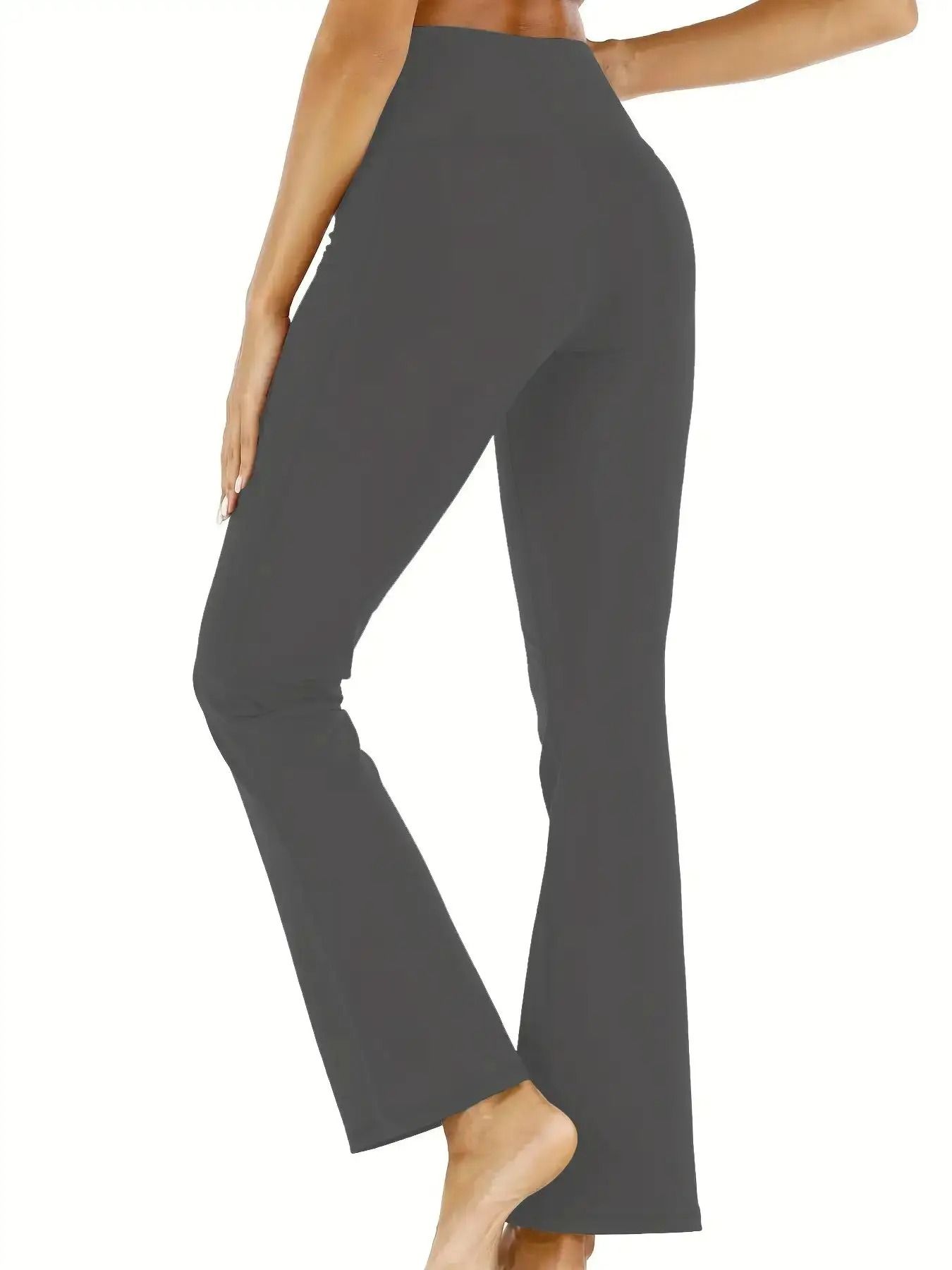 Womens High-Waist Flared Yoga Pants with Pockets – Tummy Control Stretch Fit