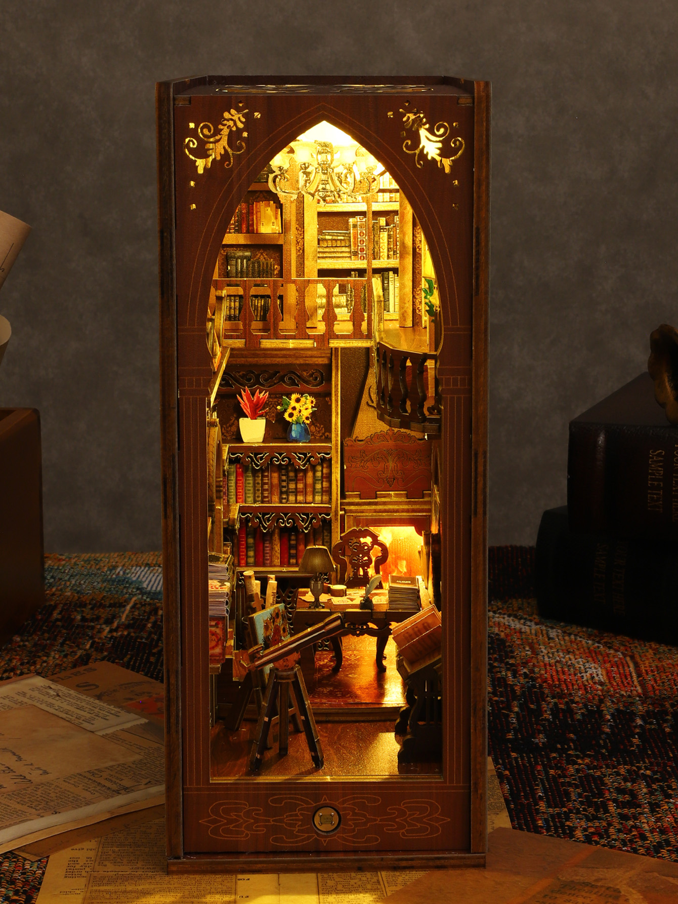 Miniature DIY Doll House Booknook, 3D Wooden Puzzle Model for Bookshelf Doll Houses for Adults Teen Halloween