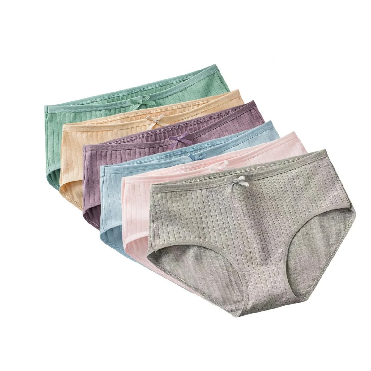 Womens Cotton Breathable Brief Underwear Soft Stretch Everyday Panties Six Piece Set