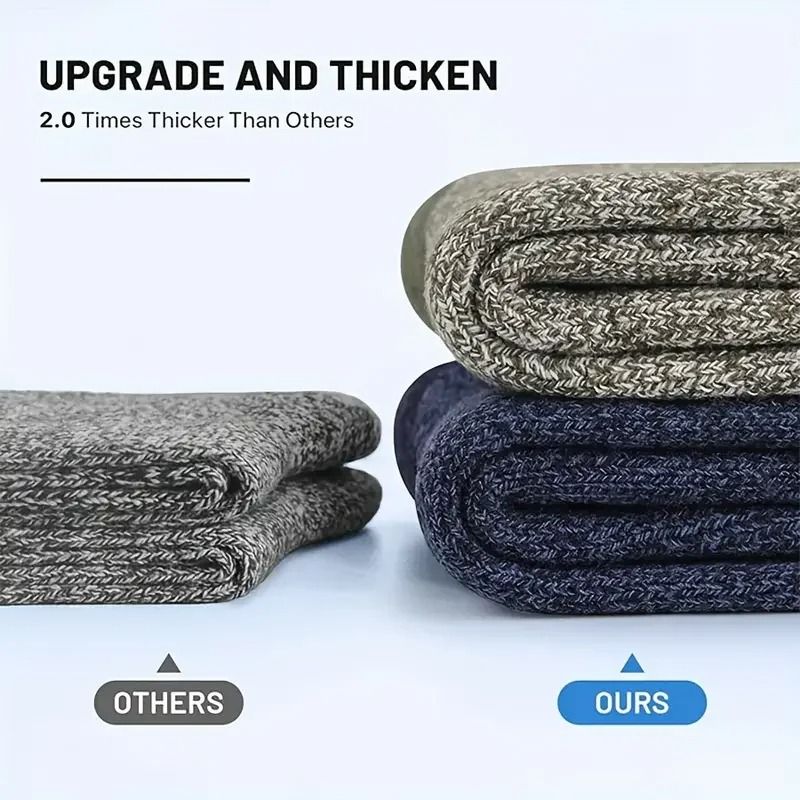 Merino Wool Thermal Hiking Socks for Men 5 Pairs