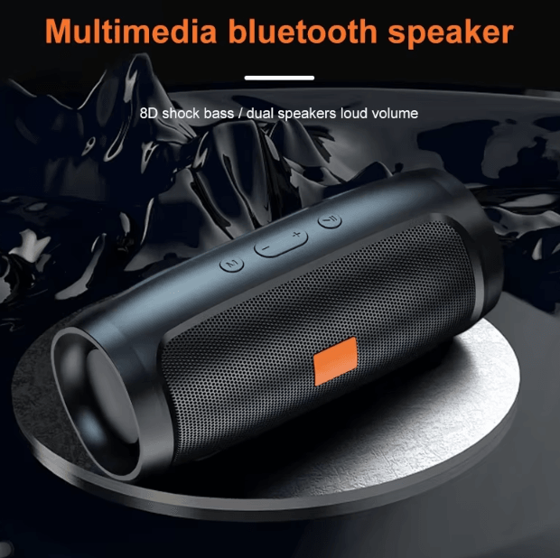 Portable Bluetooth Speaker Dual Stereo Subwoofer Wireless Sound Box with FM, TF & USB Playback