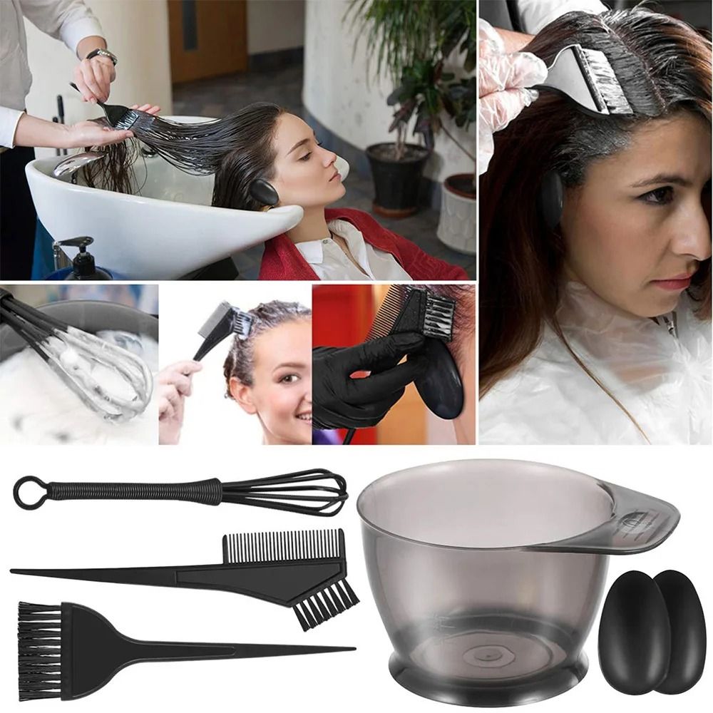 Hair Coloring Kit with Mixing Bowl Brushes Clips and Gloves for Salon or Home Use
