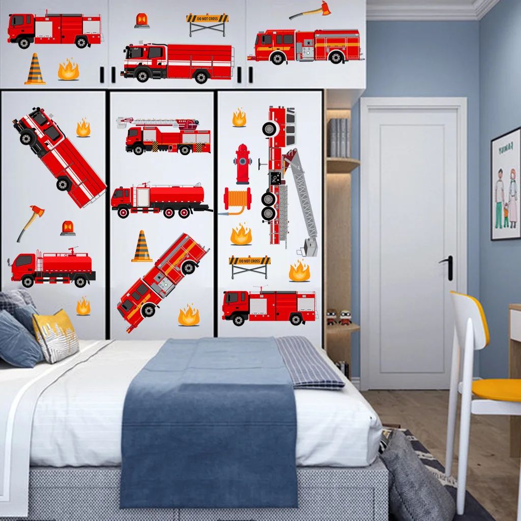Cartoon Fire Truck Wall Sticker Decal