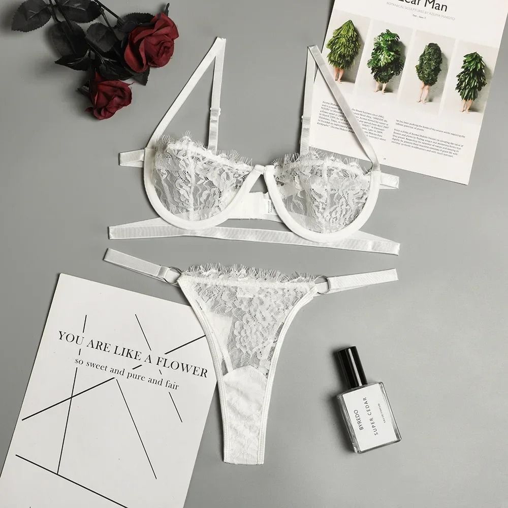 Fairy Embroidery Push Up Bra and Brief Lace Lingerie Set