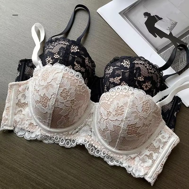 Sexy Floral Lace Half-Cup Push-Up Bra for Women - Underwire Comfort Lingerie