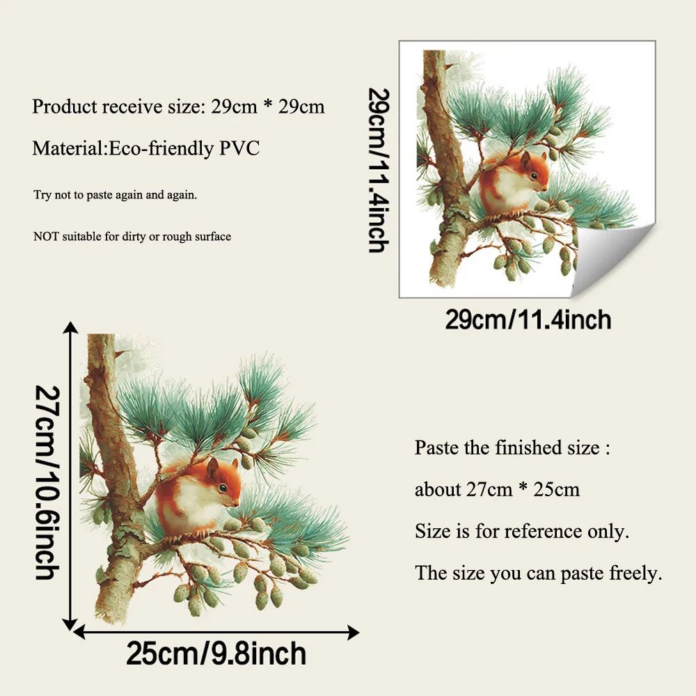 Woodland Squirrel Wall Decal Removable Window Sticker Peel and Stick Wall Art