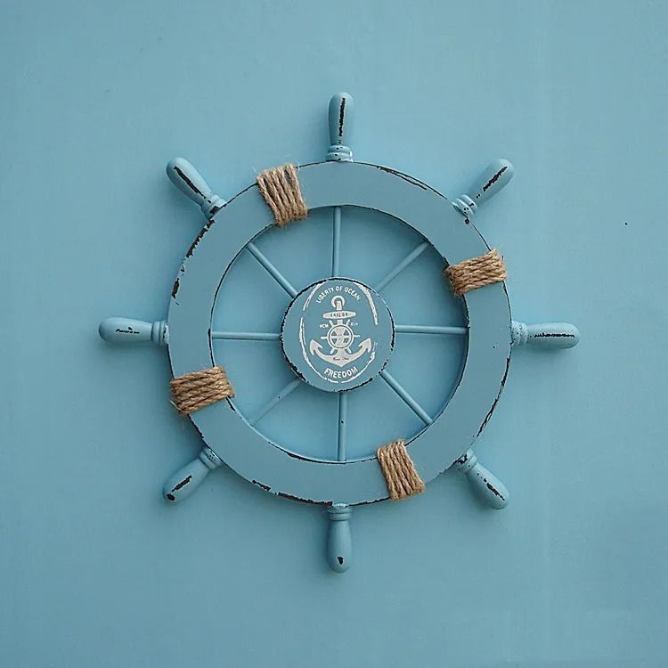 Retro Mediterranean Wooden Ship Helm Timeless Nautical Wall Art