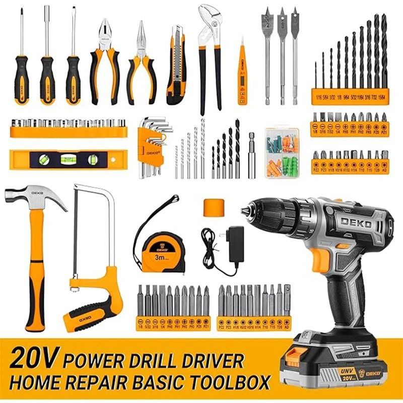 20V Cordless Drill & Home Tool Kit – Comprehensive Household Repair Set
