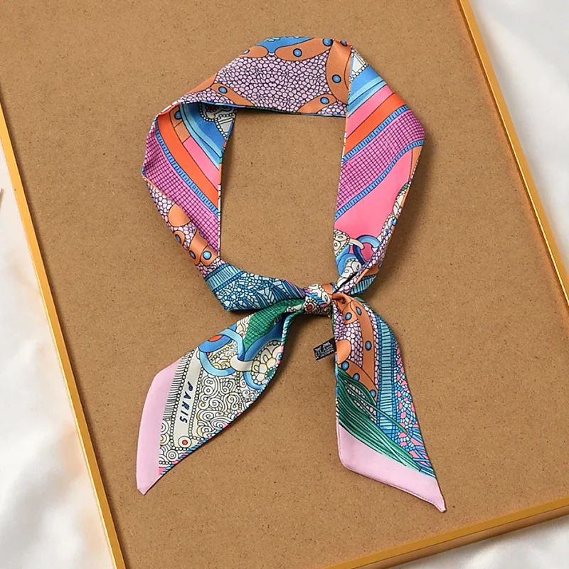 Retro Printed Imitation Silk Long Scarf