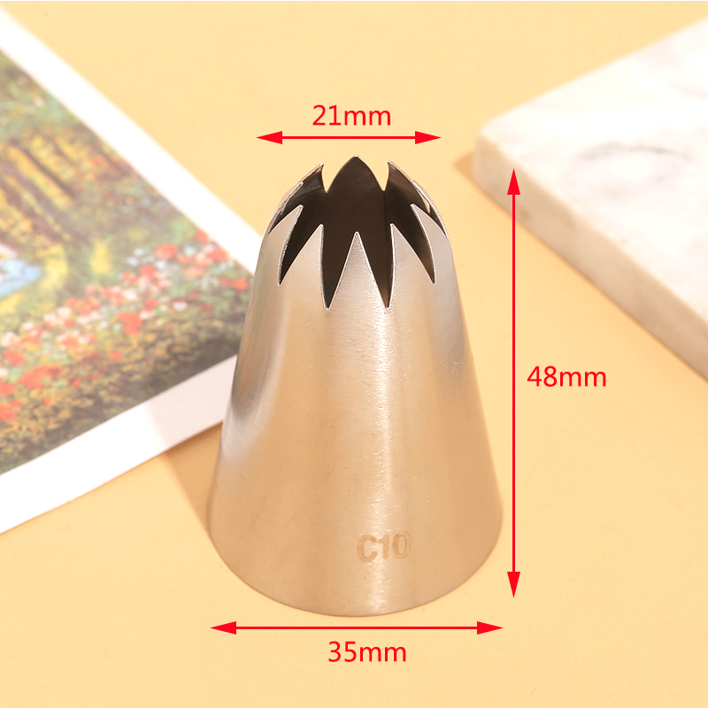 Stainless Steel Icing Tips for Cake Cream Decoration, Large Size Piping Nozzle, Cupcake Pastry Tools, Teeth Close Star