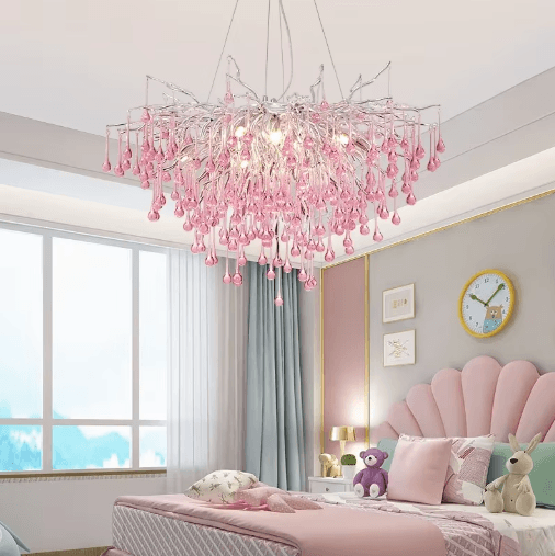 Luxury Branch Crystal Chandelier – Modern Teardrop Hanging Lamp for Living & Dining Spaces
