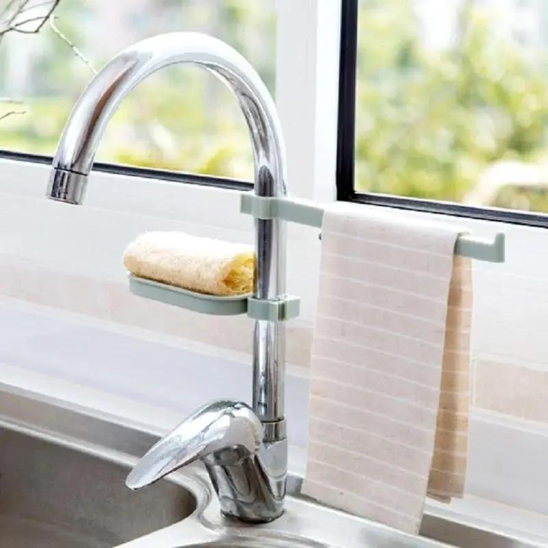 Adjustable Sink Storage Rack, Kitchen Sponge Cloth Holder, Multifunction Drain Basket