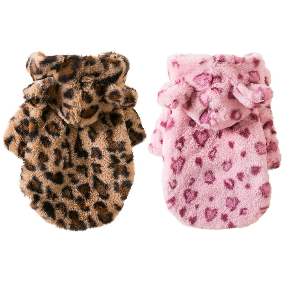 Winter Pet Dog Clothes Warm Fleece, Dog Coat Jacket, Leopard Dog Hoodie, French Bulldog Clothing for Small Dogs