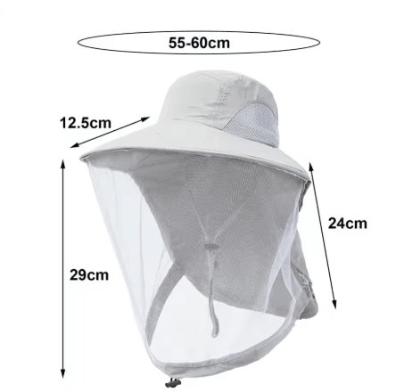 Mosquito Prevention Fishing Cap Full Mesh Insect Protective Head Net with Drawstring and Windproof Strap