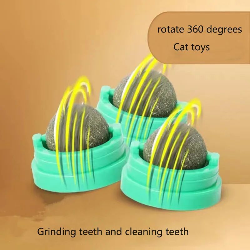 Wall-Mounted Catnip Ball Toy – Natural Cat Grass Treat & Self-Grooming Scratcher