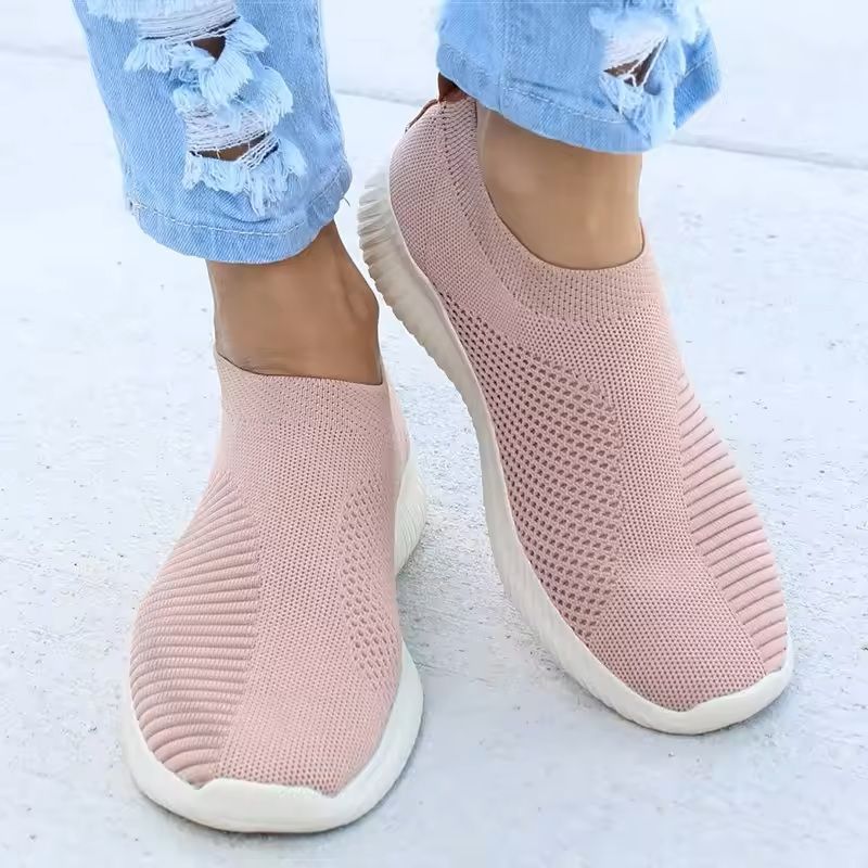 Womens White Slip-On Casual Sneakers