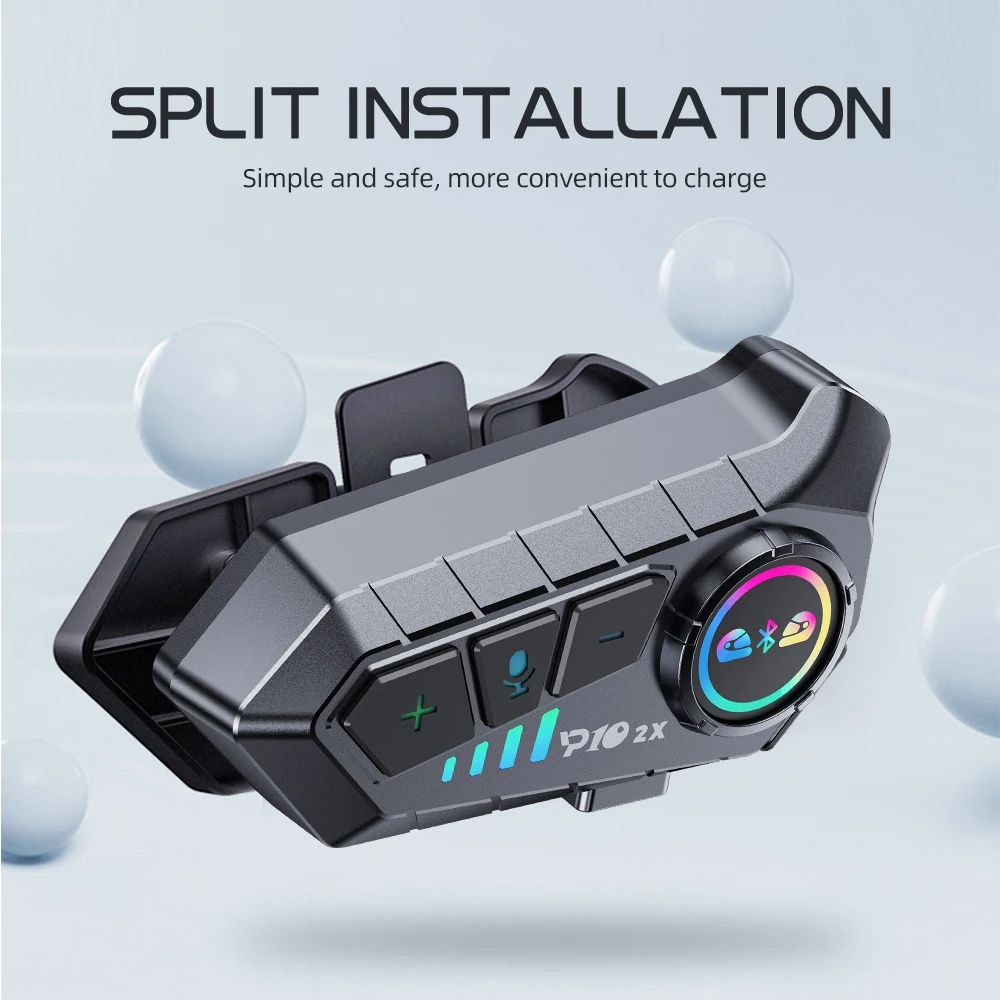 Kebidumei YP10 Bluetooth Motorcycle Helmet Intercom - Motorcycle Helmet Intercom with Bluetooth 5.3 & Waterproof Design
