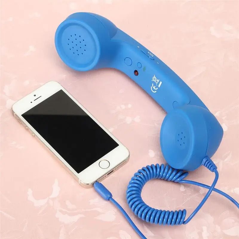 Retro 3.5mm Telephone Handset Receiver with Built-In Mic for Smartphones