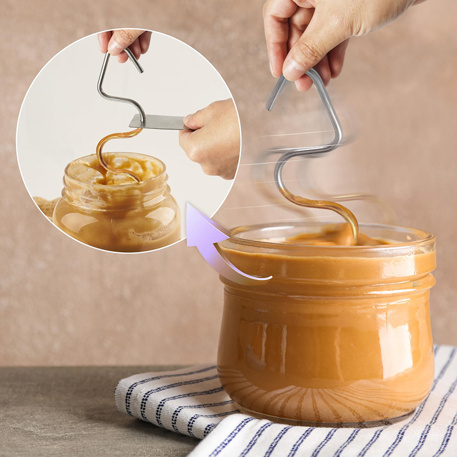 Household Peanut Butter Mixer and Scraper, Stainless Steel Butter and Jam Mixer, Kitchen Gadgets for Easy Spreading