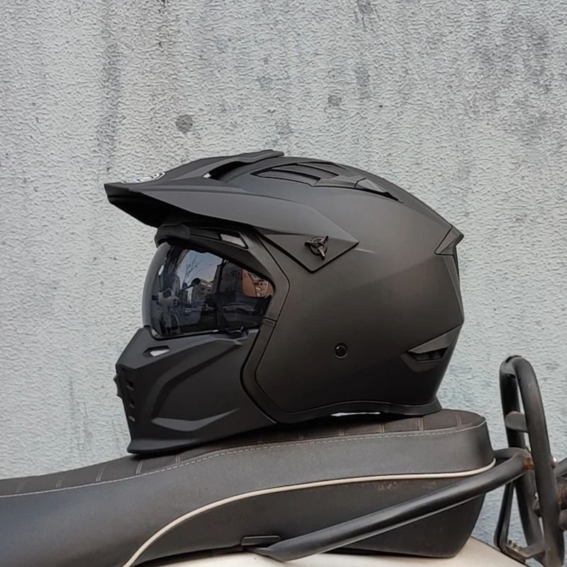 ORZ Motorcycle Helmet Vintage Warrior Combination Full Half Helmet