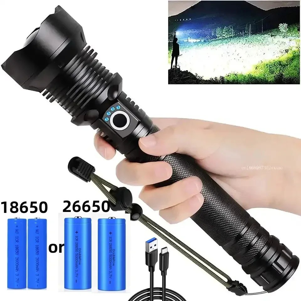 Premium USB Rechargeable Tactical Flashlight Super Bright LED Zoom Torch