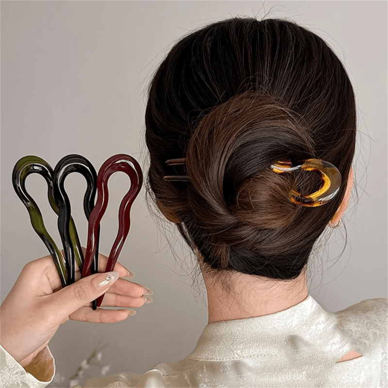 TerraShell U Shaped Tortoiseshell Hair Fork for Women & Girls