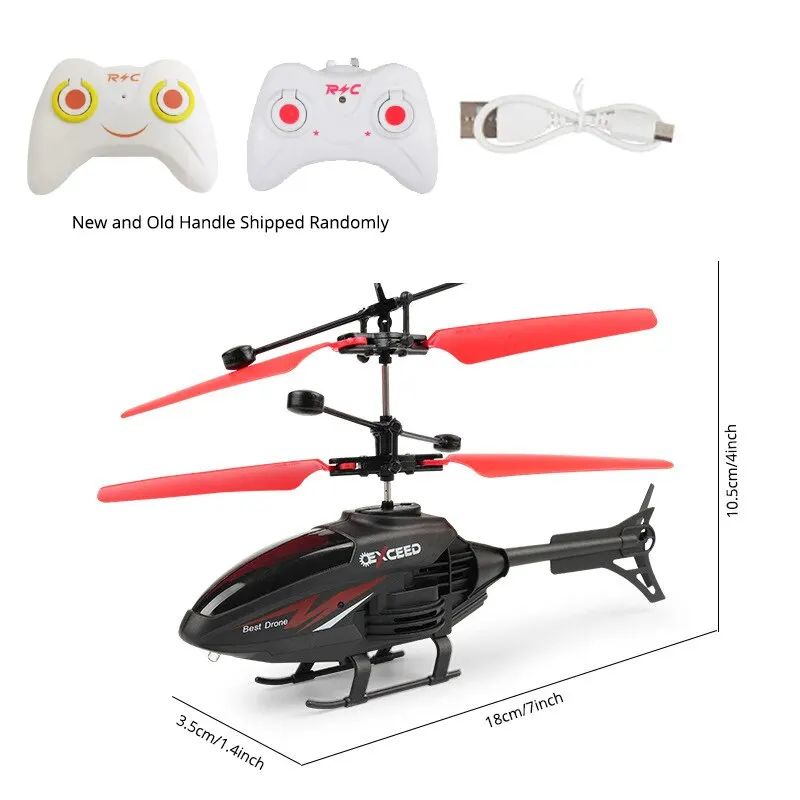 Gesture Control RC Helicopter Toy - 2-Channel Induction Flying Aircraft w/ LED Lights, USB Rechargeable Kids Gift