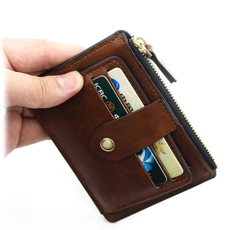 Mens Slim PU Leather Wallet with Coin Pocket