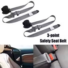 3-Point Retractable Automatic Car Safety Belt Kit with Adjustable Shoulder Strap for Sedan Truck Bus Van
