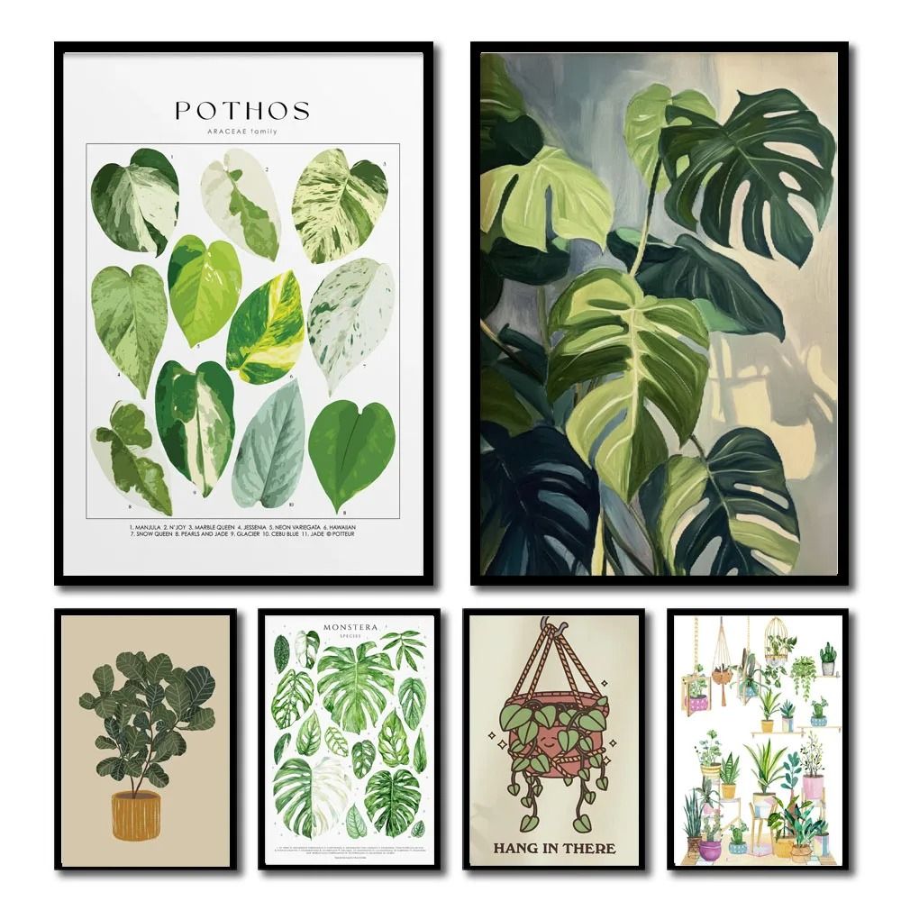 Green Botanical Leaves Canvas Art - Calming Nature-Inspired Prints for Modern Interiors