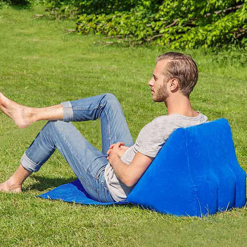 Inflatable Beach Cushion Backrest Portable PVC Flocked Lounger for Beach and Camping
