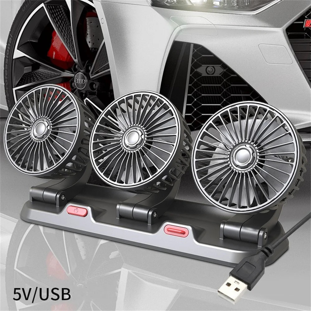 Adjustable Dual Head Car Fan USB & Cigarette Lighter Powered Speed Auto Cooling Fan for Cars, Home, & Office