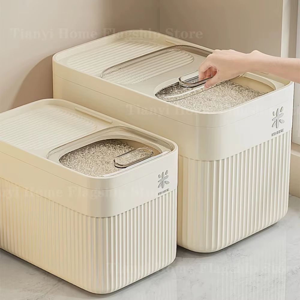 Airtight Rice Storage Container 5kg 10kg 15kg Kitchen Grain Organizer with Lid