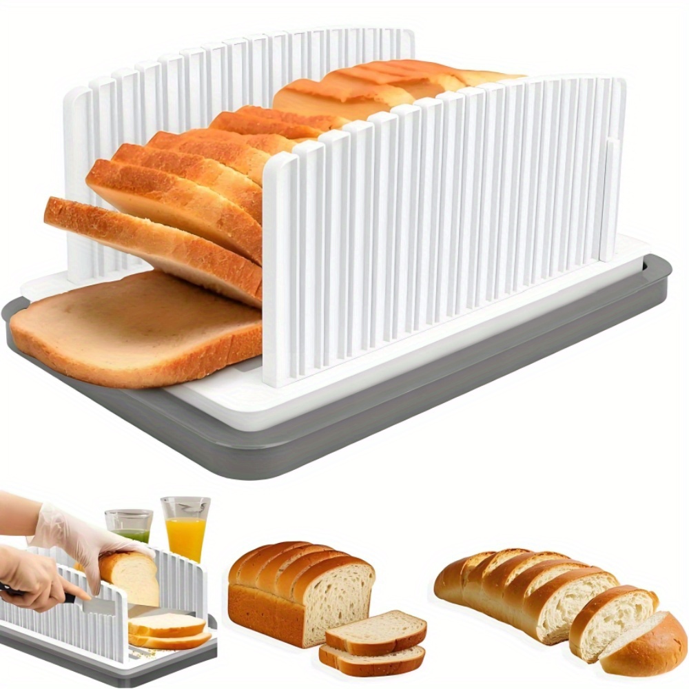 Adjustable Bread Slicer with Crumb Tray Multifunctional Folding Manual Slicer for Homemade Bread