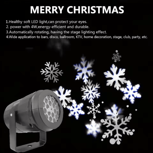 LED USB Snowflake Projector Light Christmas New Year Holiday Projection Lamp