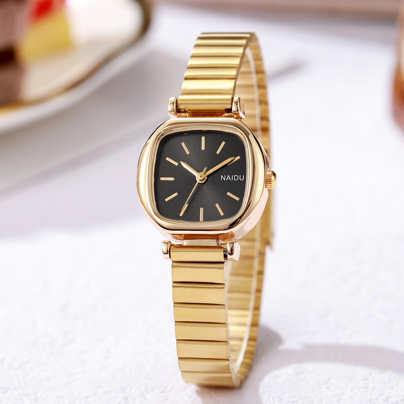Fashionable and Simple Quartz Watch, Women's Square Bamboo Strap Watch