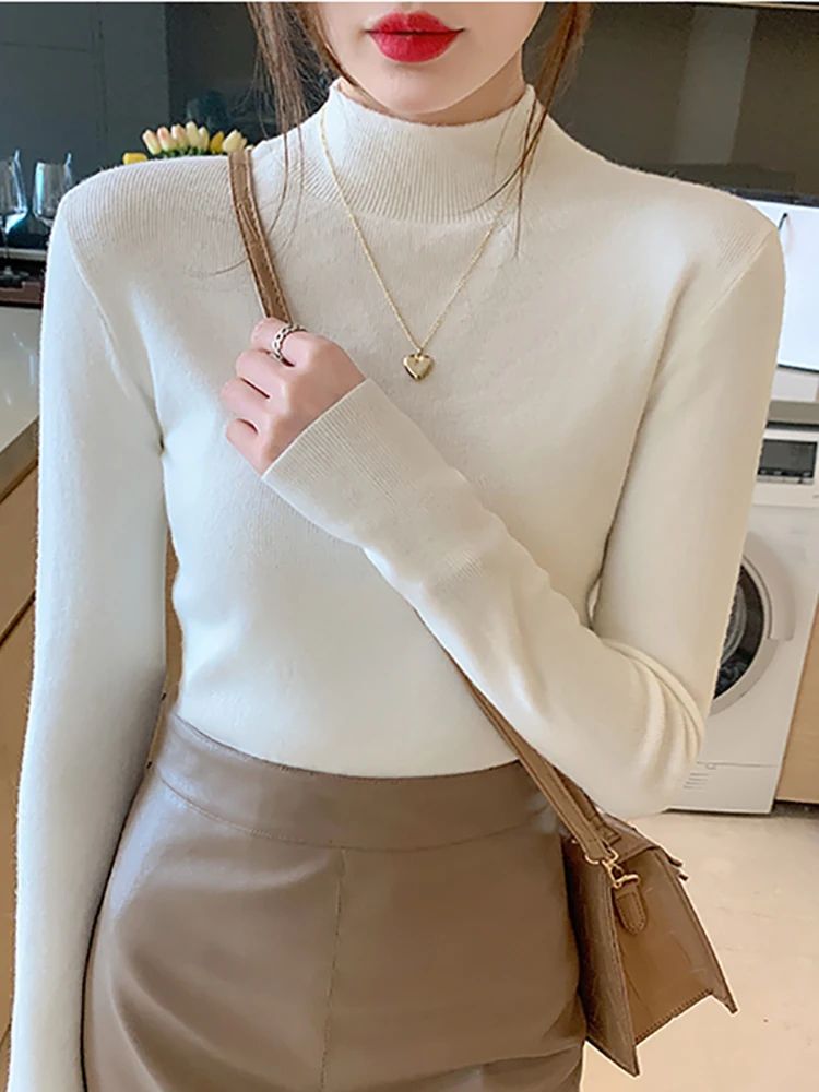 AOSSVIAO Womens Stretch Turtleneck Sweater