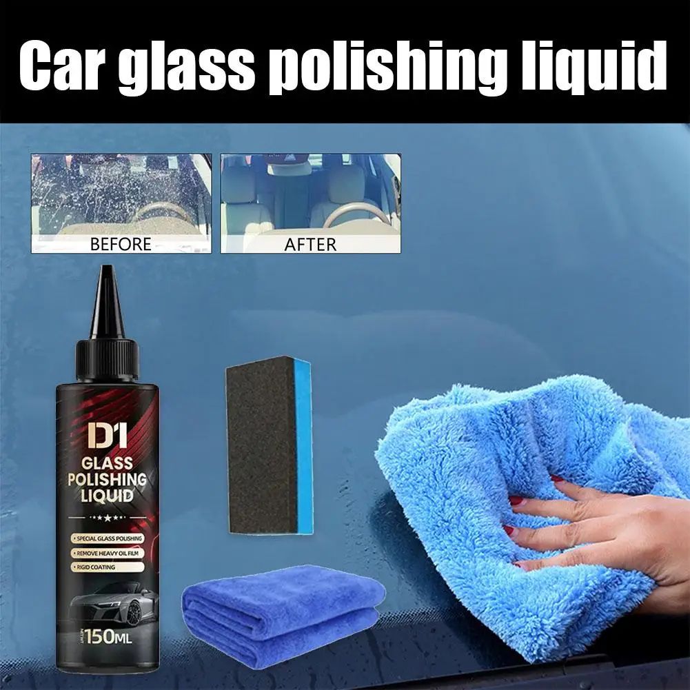 Car Glass Clarity Polish Kit – Oil Film Remover, Water Spot & Light Scratch Repair Auto Glass Polish